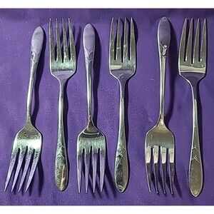 6 Oneida Oneidacraft Deluxe Stainless DEBONAIR 6 1/4" Salad Forks